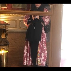 Vintage oversized cocoon pink ethnic abstract coat